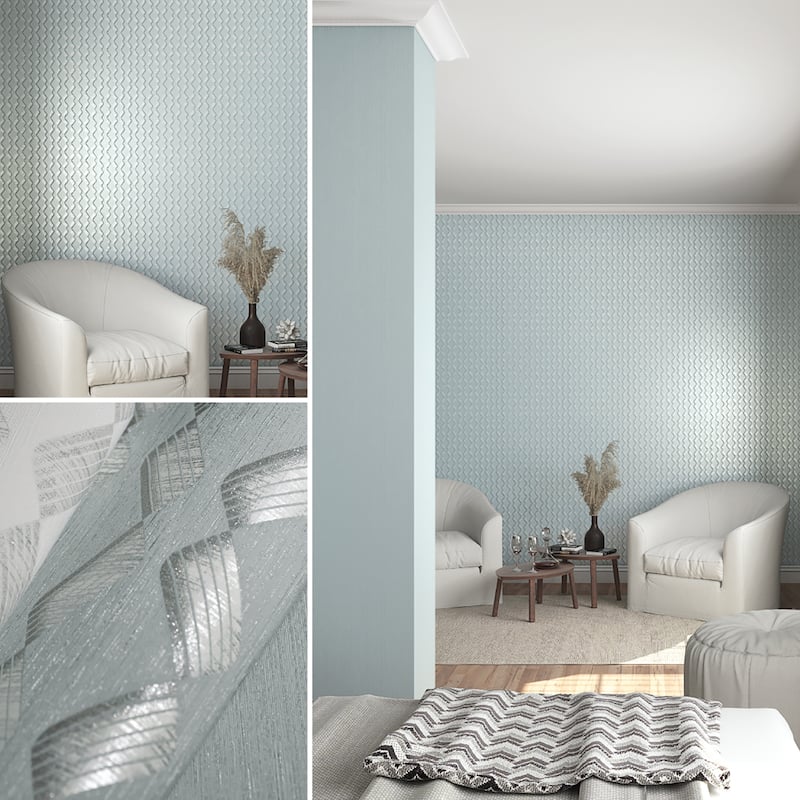 Galerie Wallcoverings Serene Collection Metallic Geometric Zig-Zag Vinyl on Non-woven Wallpaper Roll