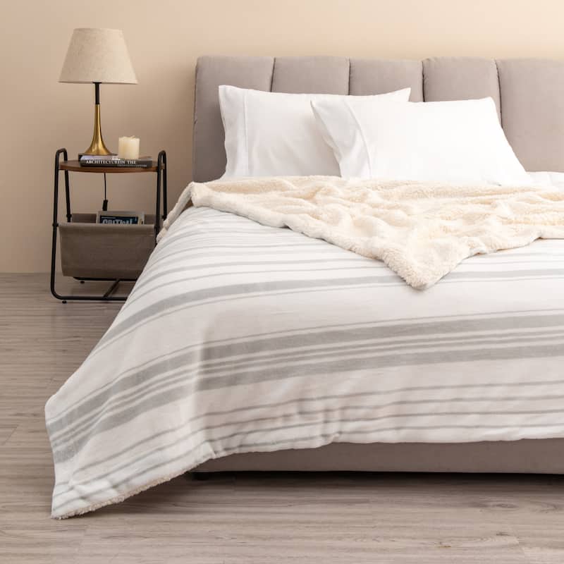 Linery & Co. Velvet Plush Reversible Sherpa Throw Blanket