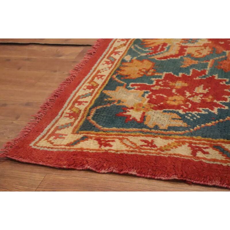 Hand Knotted Oriental 100% Wool Carpet Transitional Floral Oranges & Rust Oushak Area Rug - 11' 4'' X 8' 8''
