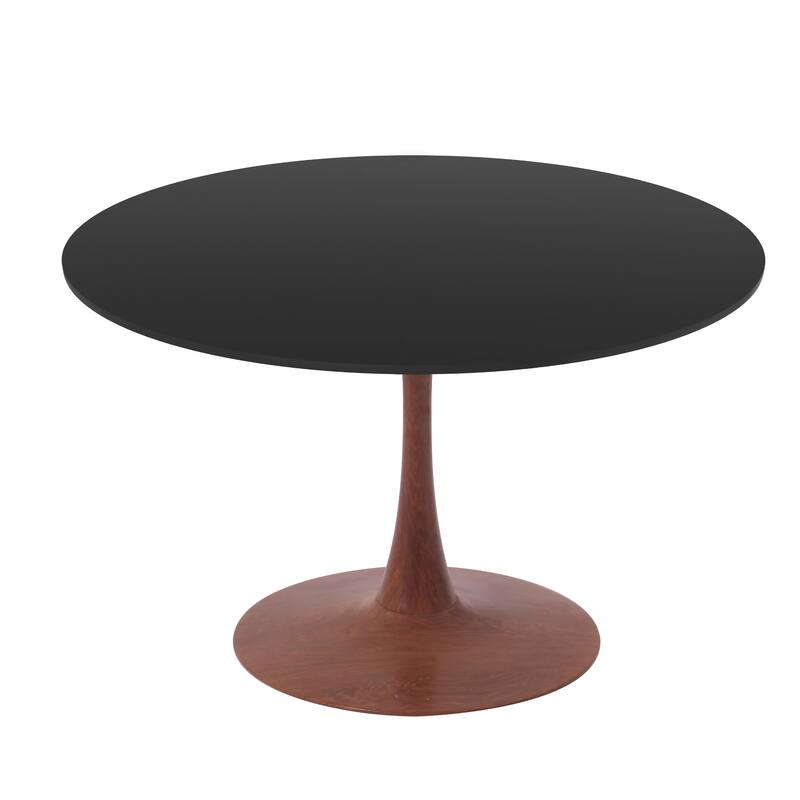 Bristol 35" Round Dining Table with MDF Top and Cherry Steel Pedestal Base for Modern Kitchen and Dining Room - Black