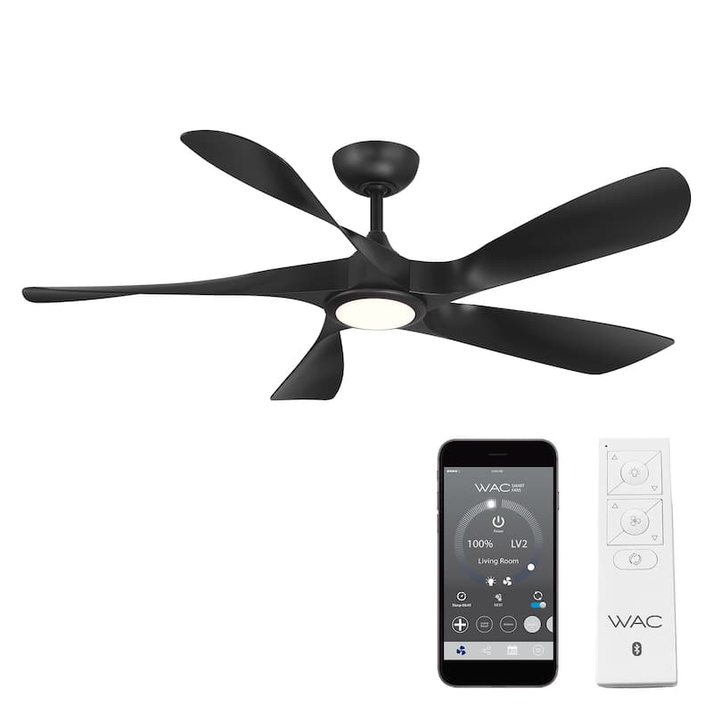 Swirl 5 Indoor or Outdoor 5-Blade 54in Smart Ceiling Fan - 54 Inches - Matte Black