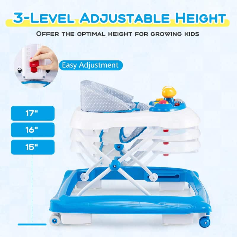 Honeyjoy Foldable Baby Walker with 3 Adjustable Heights Comfy Padded - See Details