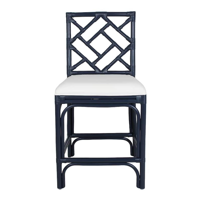 Natural Rattan Handmade Chippendale Single Cushioned Bar Stool by East at Main