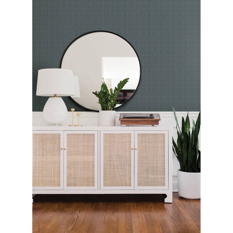 A-Street Prints Glynn Teal Chevron Wallpaper