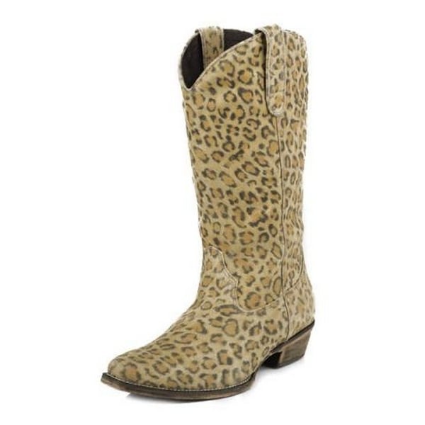 Roper Western Boots Womens 13" Leopard Tan