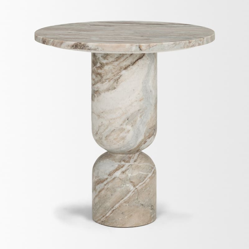 Nylah Solid Pink Marble Round Accent Table