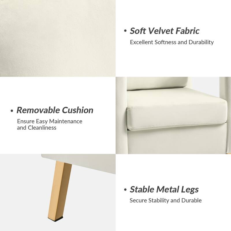 Valentina Comfy Accent Armchair with Golden Metal Legs and Removable Cushions by HULALA HOME