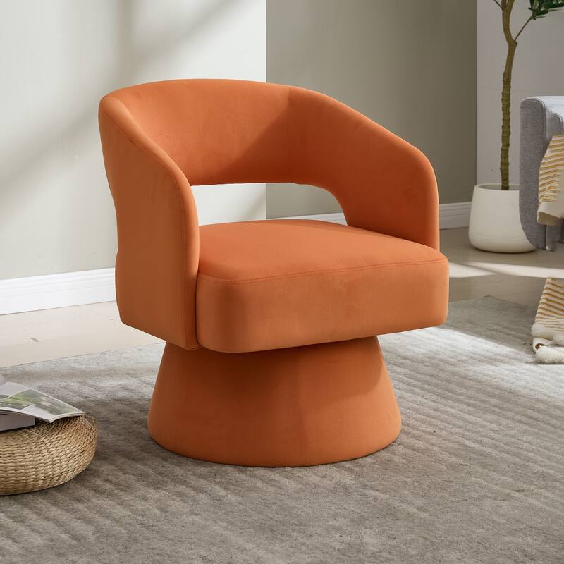 Swivel Barrel Chair, Velvet Accent Armchair 360 Degree Swivel Club Chair for Living Room Bedroom Reception Room