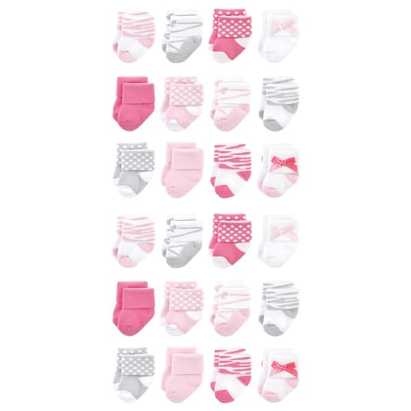 slide 1 of 1, Luvable Friends Cotton Rich Baby Terry Socks 24-Pack, Ballet Ballet - 6-12 Months