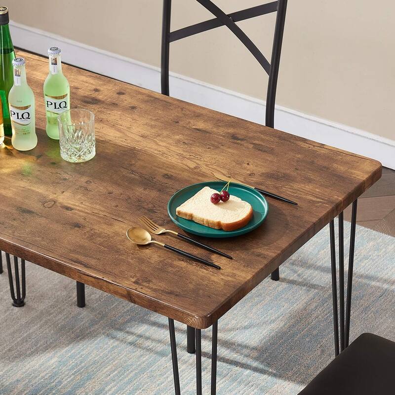 Modern Wood Dinning Table and Chairs Set of 2,Rustic Brown, Dining Table Set of 3/5