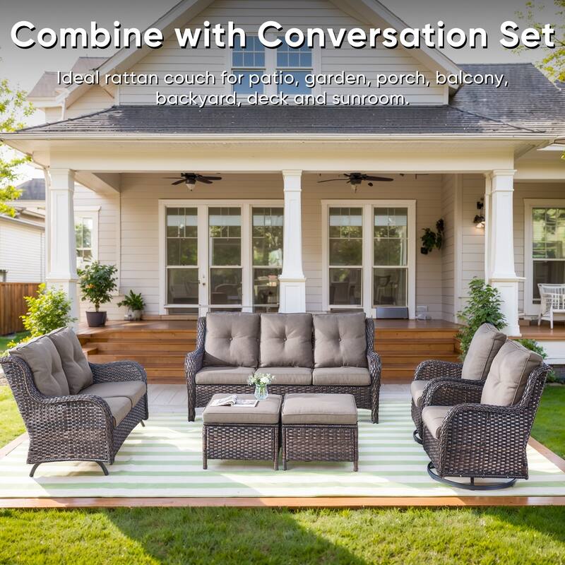 Patio Loveseat with Table Wicker Outdoor Furniture