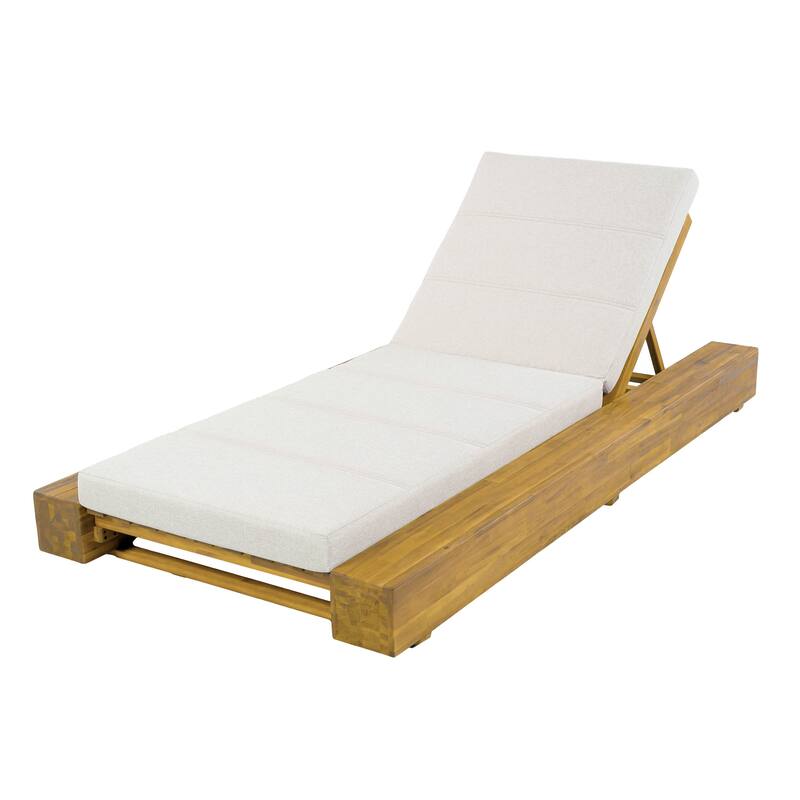 Christopher Knight Home - Amedea Outdoor Acacia Wood Chaise Lounge with Adjustable Backrest & Water-Resistant Cushion