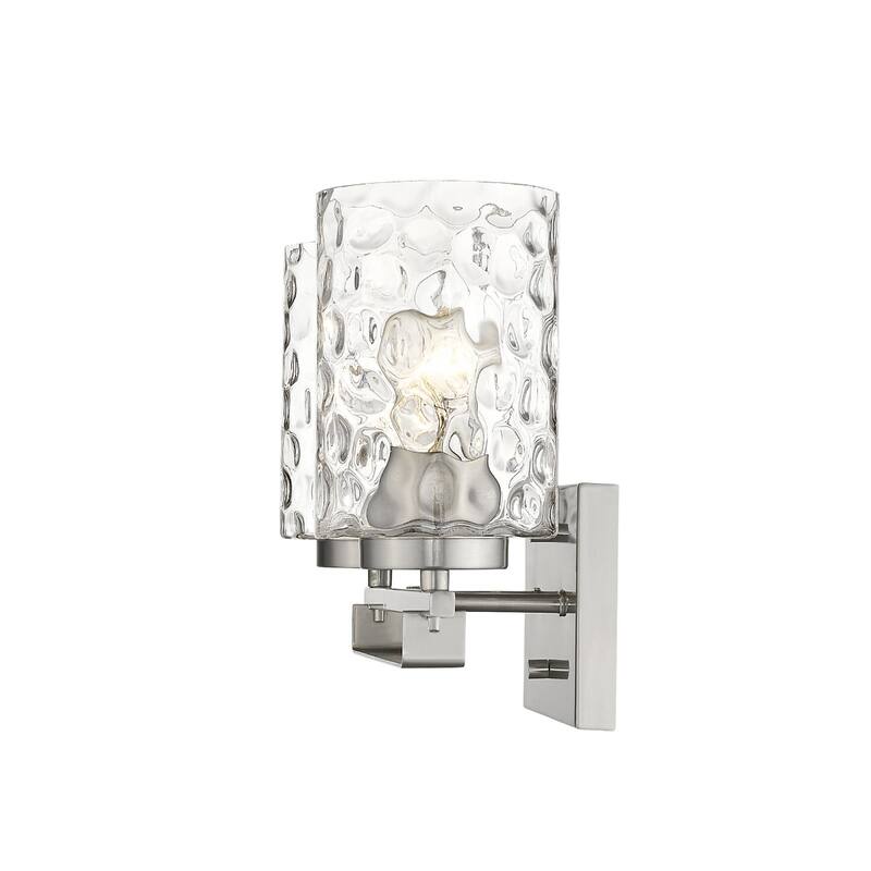 Hardwired Double Light Wall Sconce with Dimmable Steel Fixture and Clear Glass for Bathroom or Hallway - 10" H x 15" W x 6" D
