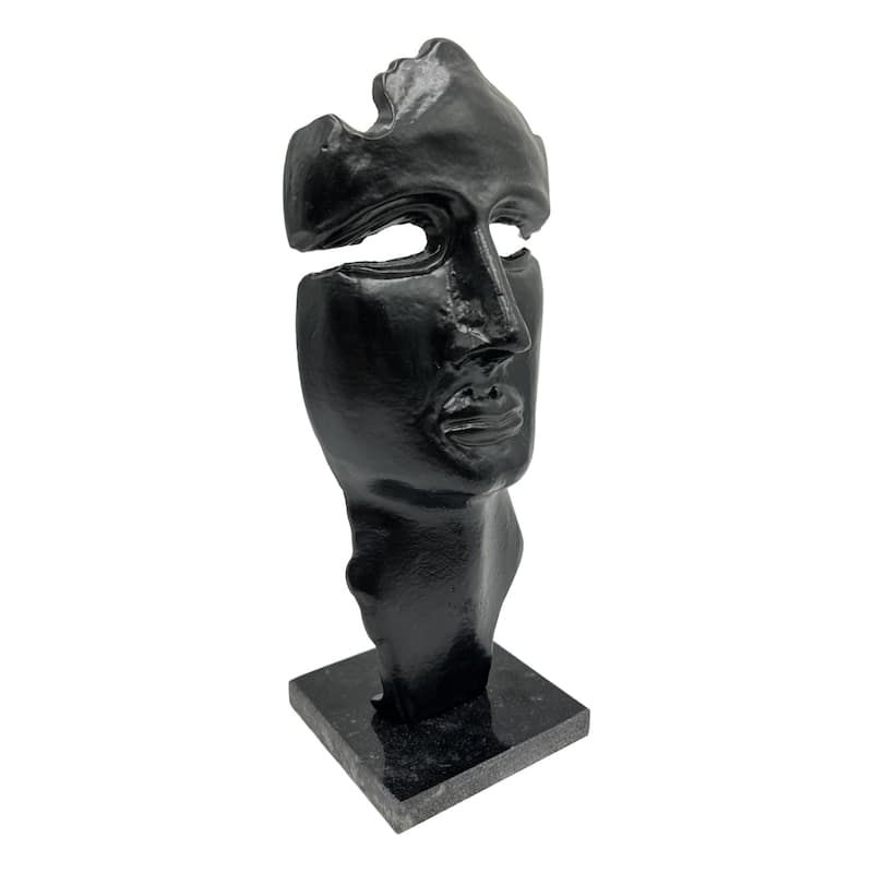 Decorative Handmade Aluminum 12 inch Abstract Face Sculpture - 5 x 7 x 12 in