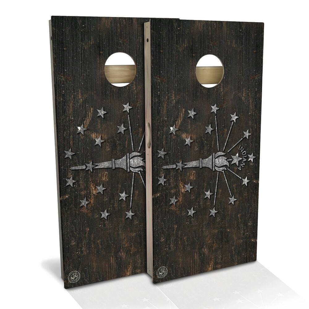 Indiana Flag Rustic Outdoor Cornhole Board Set