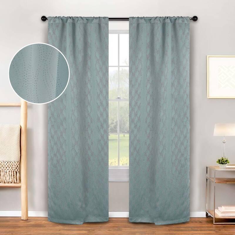 Superior Zuri Washable Room Darkening Curtains, Set of 2 Panels - 26"x84" - Sea Foam