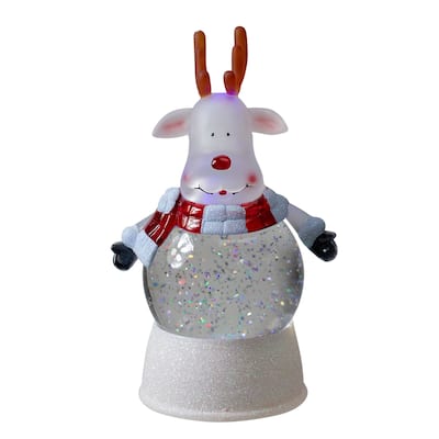 8.25 Reindeer LED Swirling Glitter Water Globe Christmas Table Decor