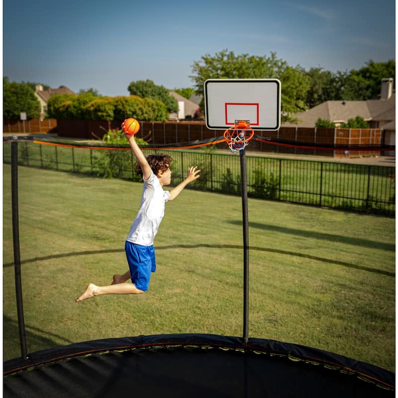15 ft Round Trampoline with Basketball Hoop - Heavy-Duty 7-Leg Frame, High Bounce Springs & Enclosure - 32