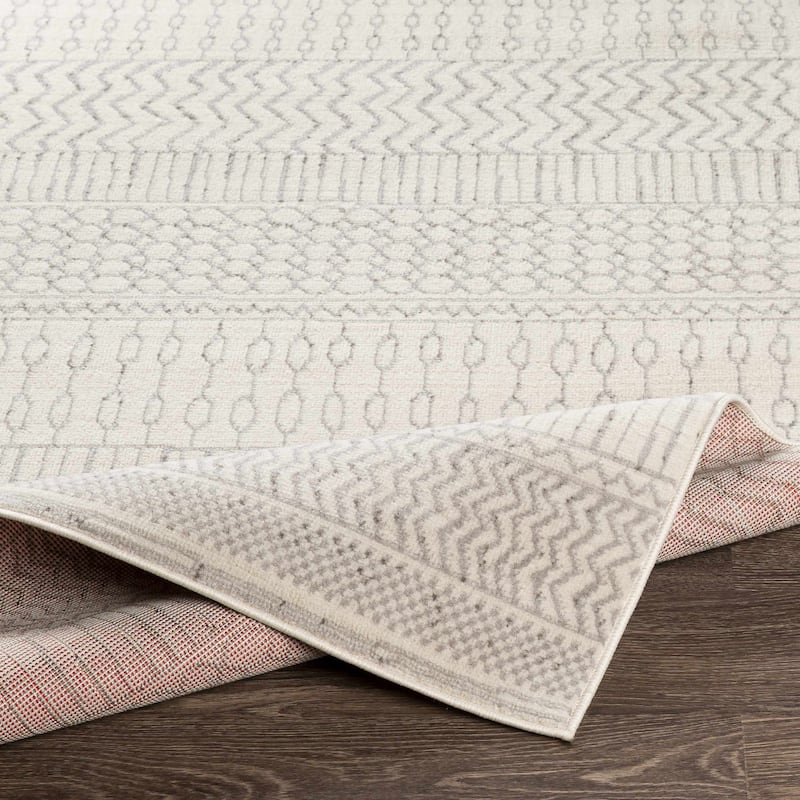 Hauteloom Lascassas Living Room, Bedroom Area Rug - Medium Gray, Charcoal, Off White - 5' x 7'