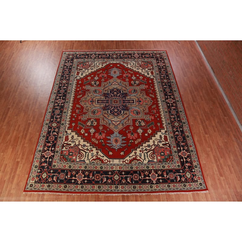 Hand Knotted Oriental 100% Wool Carpet Traditional Medallion Red Heriz (serapi) Area Rug - 15' 2'' X 11' 8''