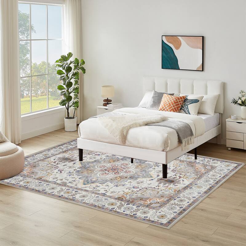 Washable Non-Slip Area Rug,Stain Resistant Low-Pile Carpet,8X10 - 8' X 10'