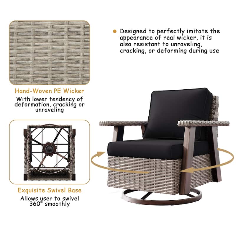 Cozywor Wicker Patio Outdoor Swivel Rocking Chair (Set of 2)