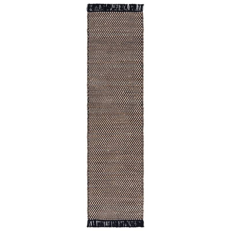SAFAVIEH Handmade Montauk Hamide Cotton Rug - 2'3" x 8' Runner - Natural/Black
