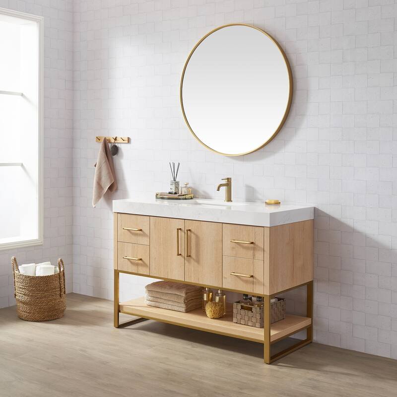 Kolkata Bathroom Vanity in Weathered Oak without Mirror