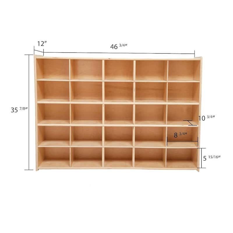 Contender 25 Cubbies Storage Cabinet With Assorted Bins, Kids Toys and Craft Shelving Unit, Hardwood Storage Shelf - 46.75"