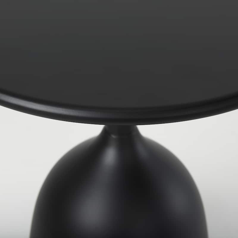 Talulla Matte Black Iron Round Accent Table - 16.5" Diameter - 16.5"L x 16.5"W x 19.6"H