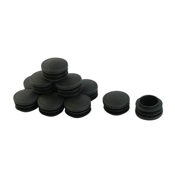 Black Plastic 35mm Dia Blanking End Caps Round Tube Insert 12 Pcs