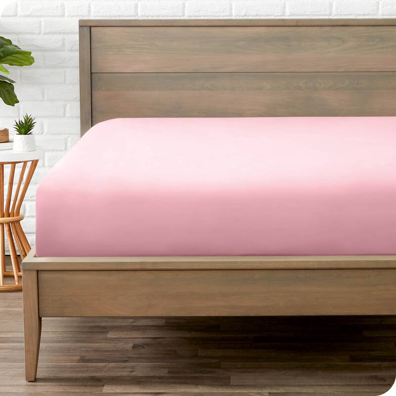 Bare Home Double Brushed Deep Pocket Fitted Sheet - Twin - Light Pink