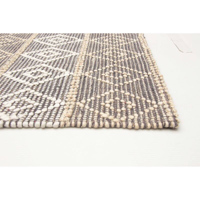 ECARPETGALLERY Braid weave Sienna Grey Wool Rug - 5'0 x 7'11