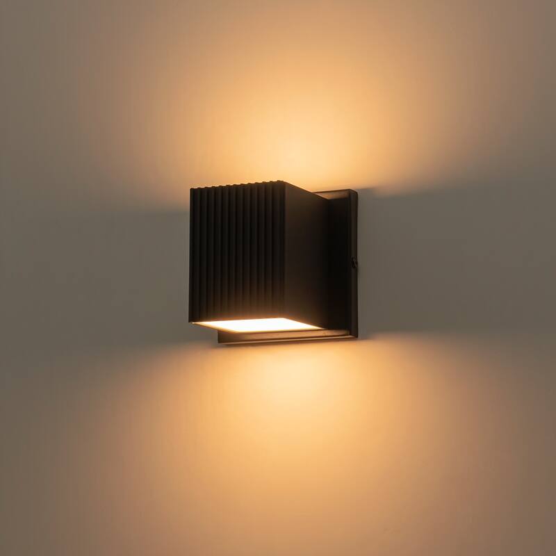 2-Light Matte Black LED Outdoor Wall Sconce