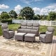 preview thumbnail 81 of 101, Outdoor Sofa with 6-Inch Thick Cushions Furniture for Porch 5PCS Sofa w/ Swivel Chair Ottoman - Brwon Wicker Grey Cushion