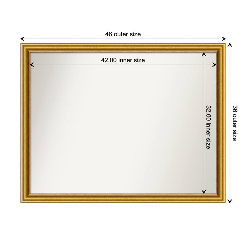 Townhouse Gold Framed Non-Beveled Custom Wall Mirror, Bathroom Vanity Mirror - Outer Size: 45.75 x 35.75