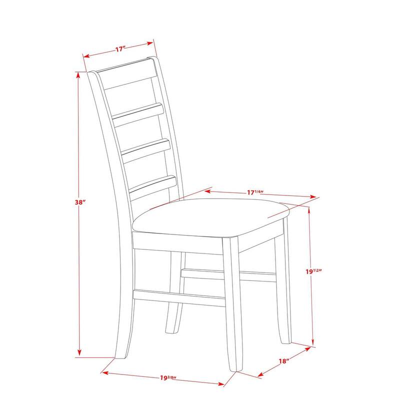 Kitchen Dining Chair - Saddle Brown Wood Seat - Comfortable Back Support