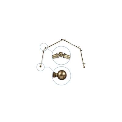 Rustic Curtain Rod Set - Adjustable Telescoping Rods & Antique Brass Finials - Home Decor Hardware - M