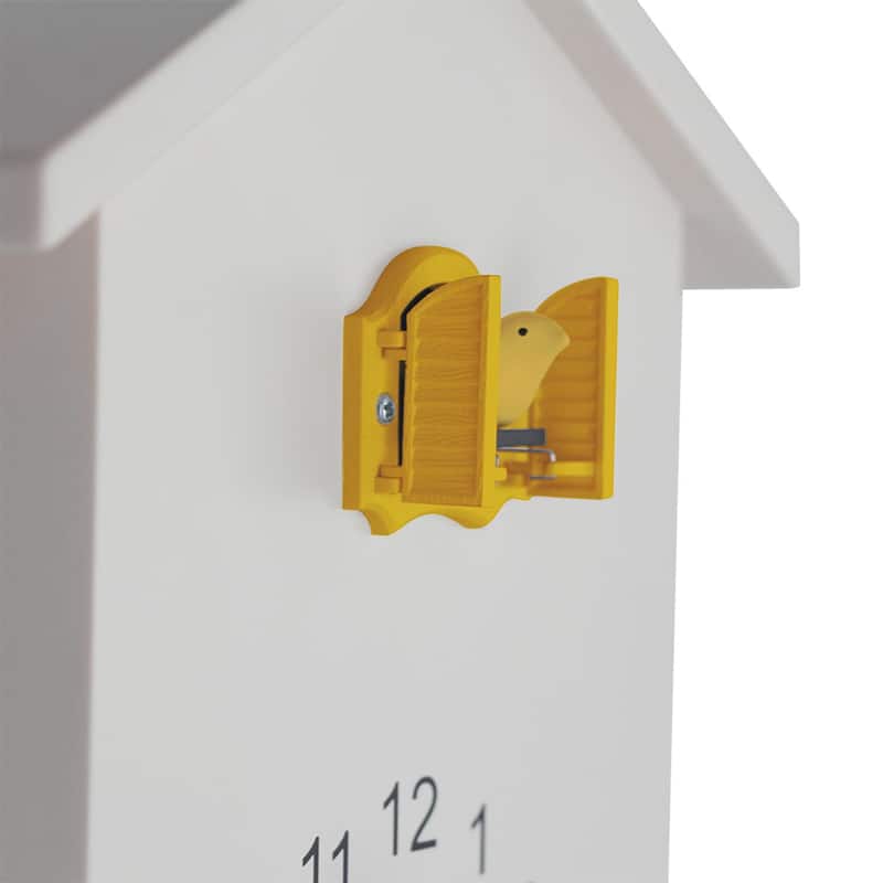 Walplus White Minimalist Cuckoo Clock Colorful Window 4 Changeable Birds