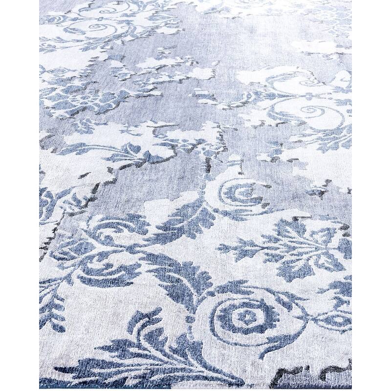 Modern One-of-a-Kind Hand-Knotted Area Rug, Gray - 9' 3" x 12' 3"