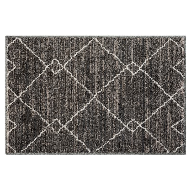 Terra by Obeetee Chelsea Moroccan Rug - Cream/Onyx - 2' x 3'