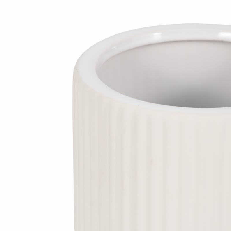 Sagebrook Home Ceramic Ridged Vase Classic Decorative Vase for Home or Office Flower Display