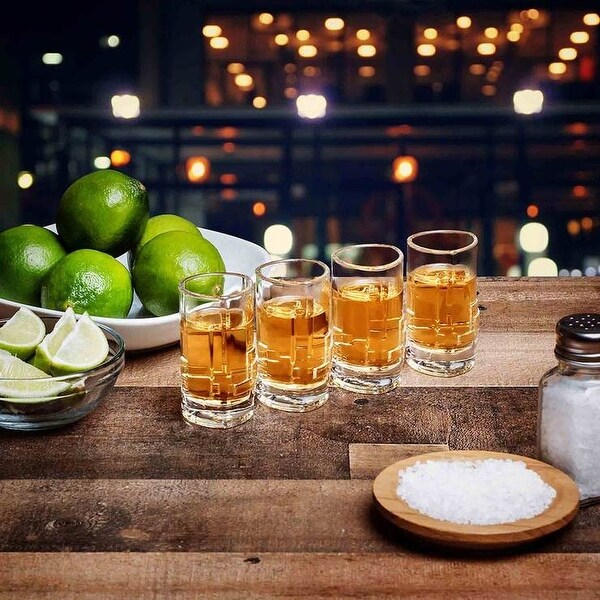JoyJolt Revere Shot Glasses, Triangle Heavy Base 2 Oz Glass Set of 4. Opens flyout.