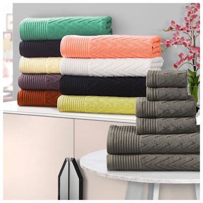 Chevron Cotton Medium Weight Soft Luxury 6-Piece Towel Set by Superior