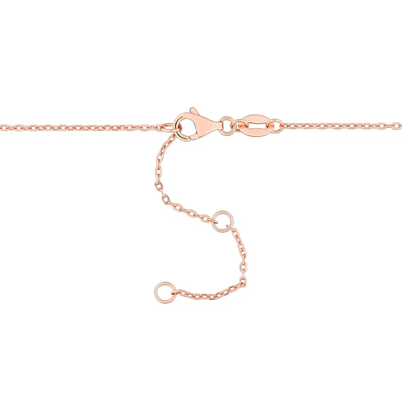 Miadora 0.72ct TGW 4.5mm Pink Tourmaline Bead Necklace with Rolo Chain in Rose Sterling Silver