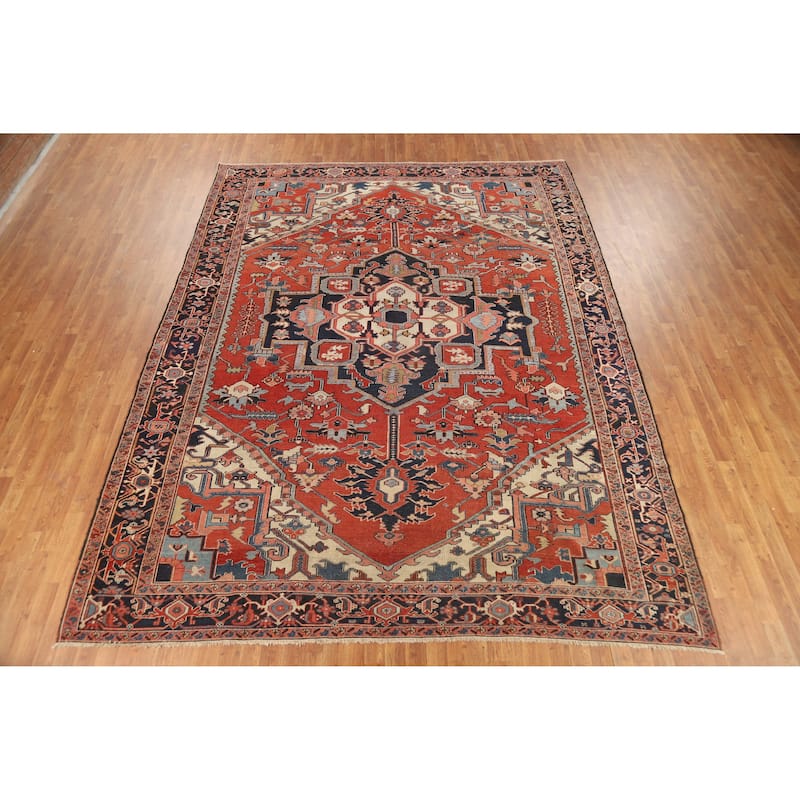 Vegetable Dye Heriz Serapi Persian Rug Handmade Wool Carpet - 9'2"x 12'1"