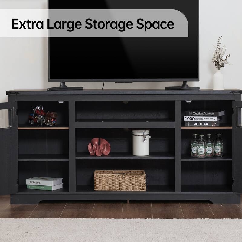 Ukuowu 66" Rustic Farmhouse TV Stand for 75 65 inch TV with Storage Cabinets for Living Room Bedroom