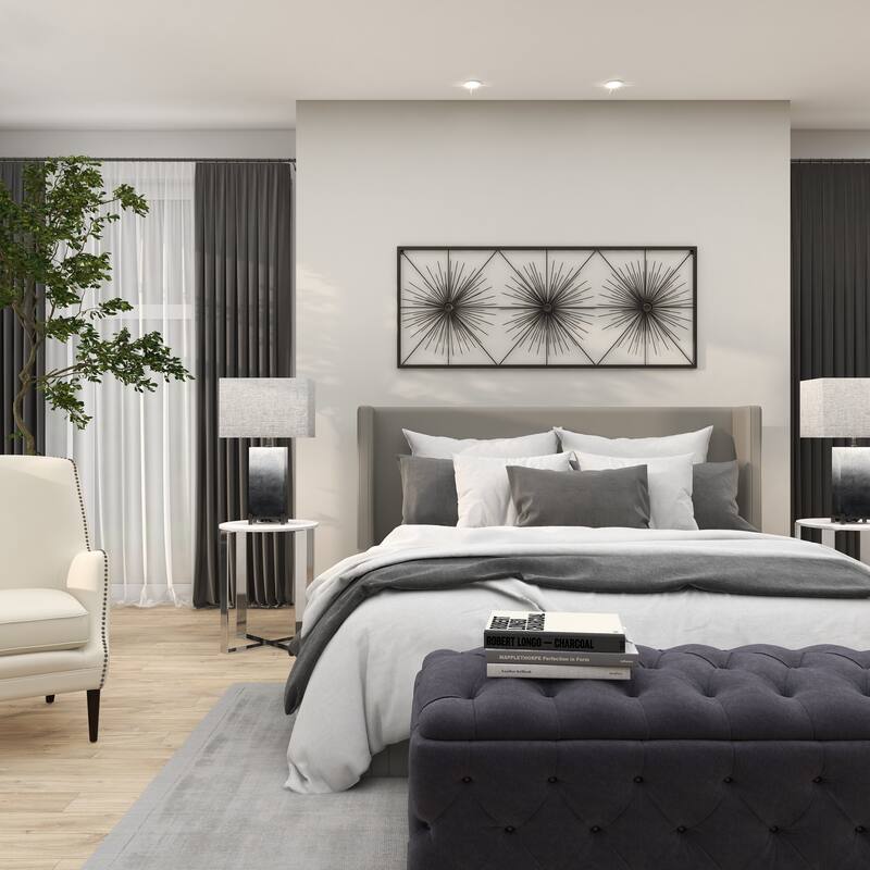 Black Metal Sea Urchin Starburst Wall Decor with Black Frame