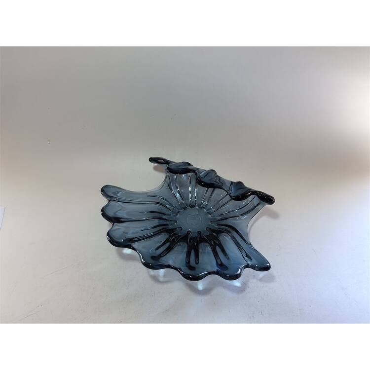 Modern Sculptural Glass Centerpiece Bowl Decorative Accent 14"x10"