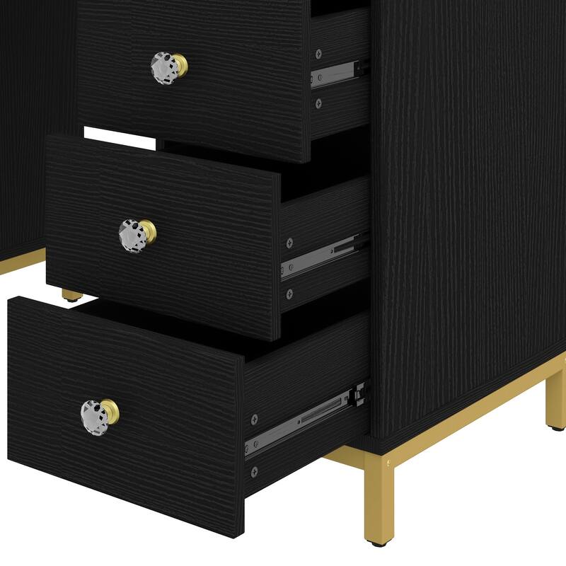 Moasis 45.5" Modern Vanity Table, 8 Drawers, Lights, Mirror, Power Outlet